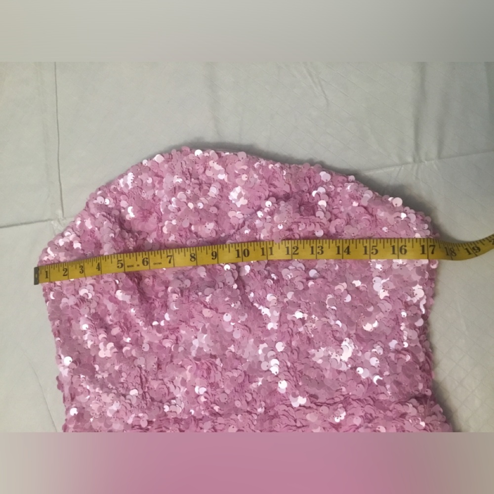 Dress the Population Pink Sequin Top with Label Detail - Picture 2 of 16